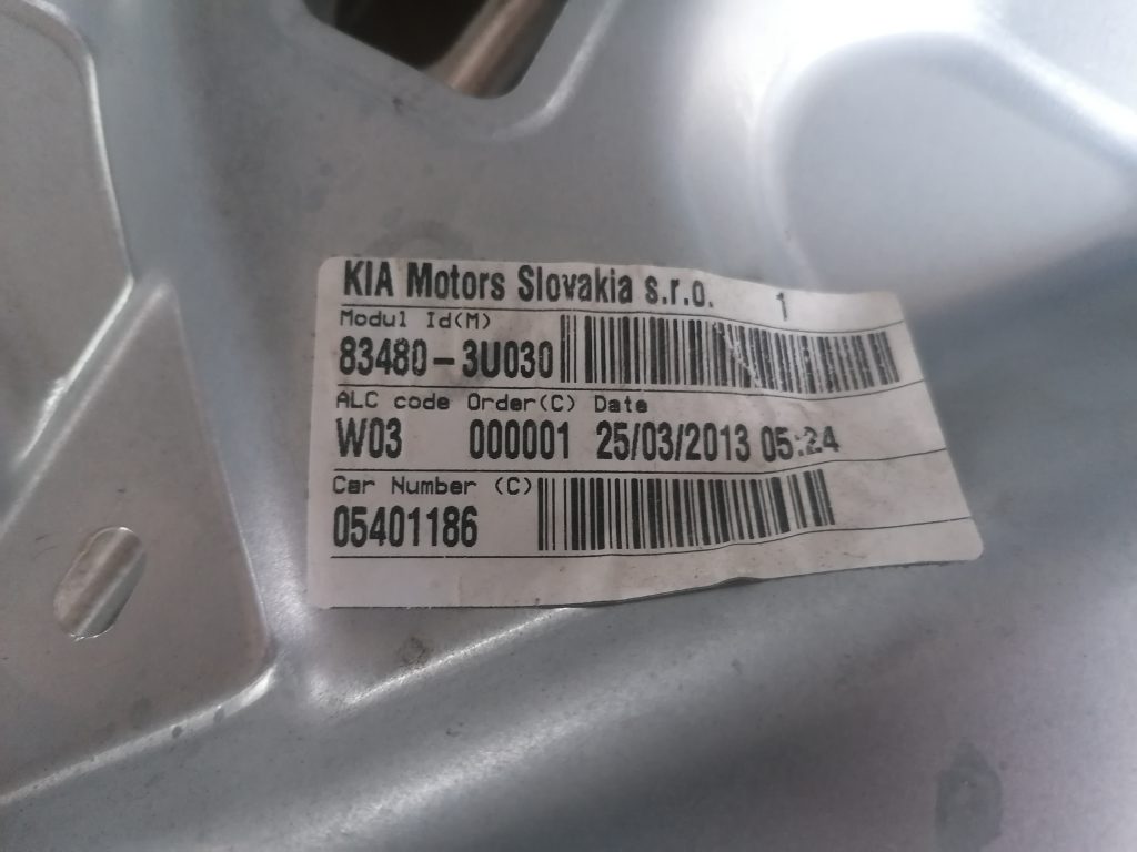 Stikla pacelšanas mehānisms aizmugurējais labais priekš KIA Sportage 2011-2016 834803U030