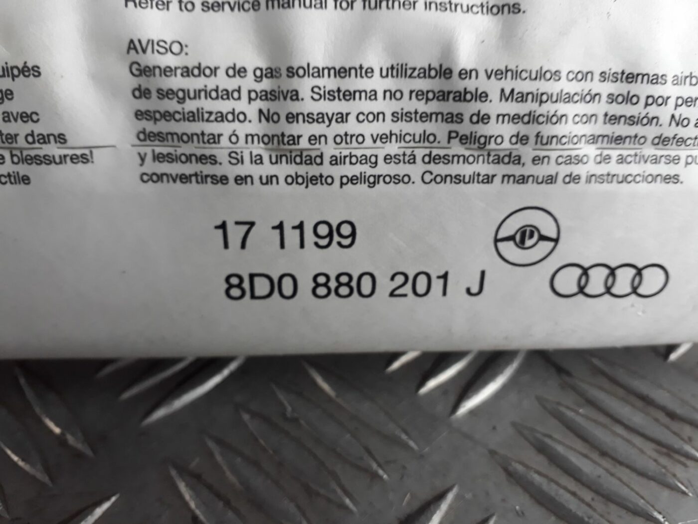 Mērinstrumentu paneļa drošības spilvens priekš AUDI A4 2000 AVANT 4 Mērinstrumentu paneļa drošības spilvens priekš AUDI A4 2000 AVANT