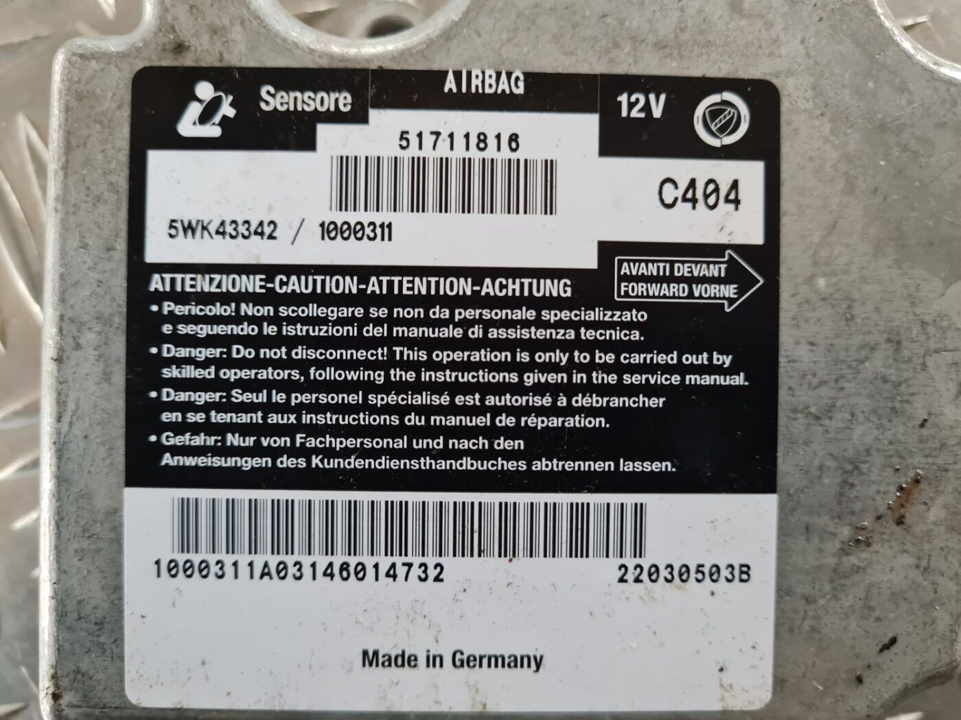 Drošības spilvena vadības bloks priekš FIAT STILO 2003